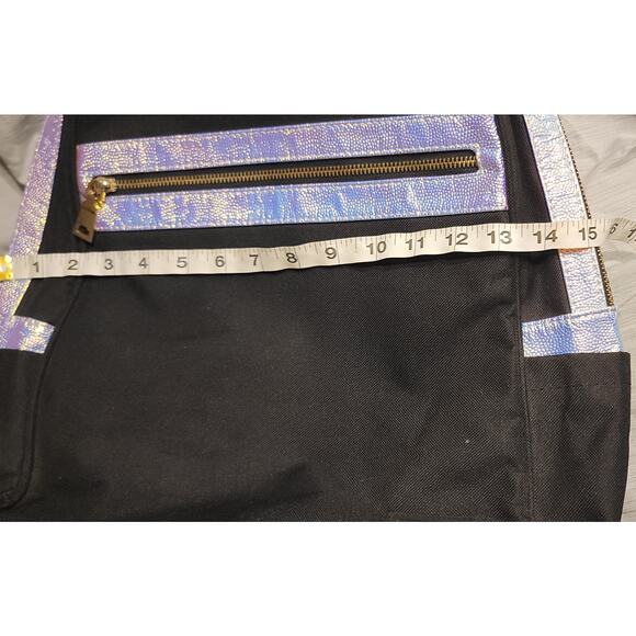 LULAROE Backpack Black Metallic Trim Multi Pockets School Travel Classic - Picture 5 of 8